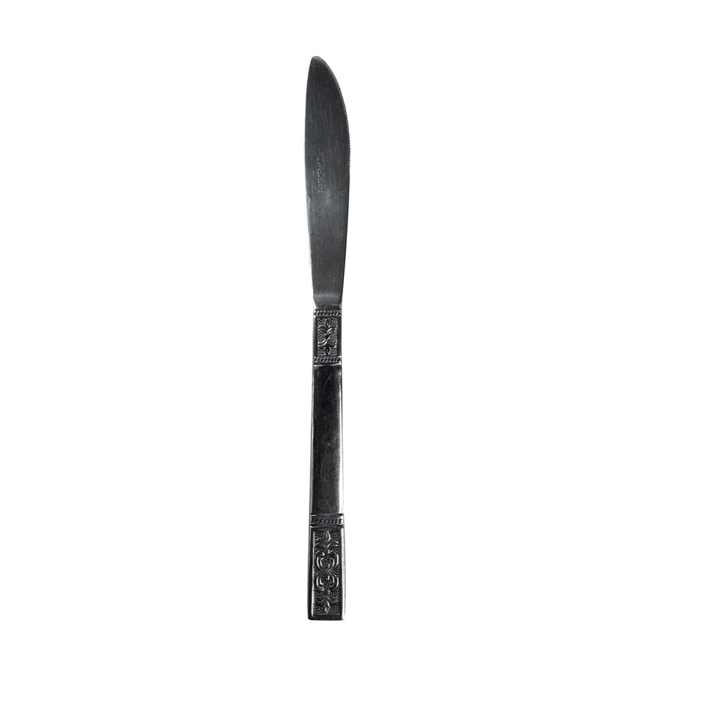 Customcraft Stainless Steel Dinner Knife Floral Scroll Pattern Serrated Taiwan
